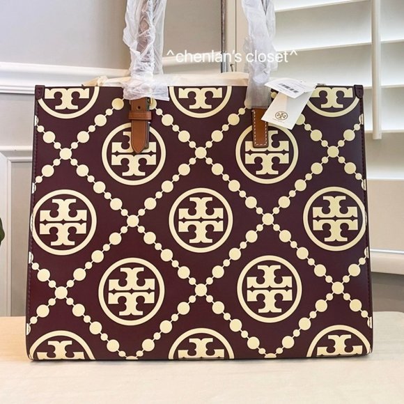 🔥HP🔥NeW! Tory Burch T Monogram Contrast Embossed Tote - Picture 10 of 17
